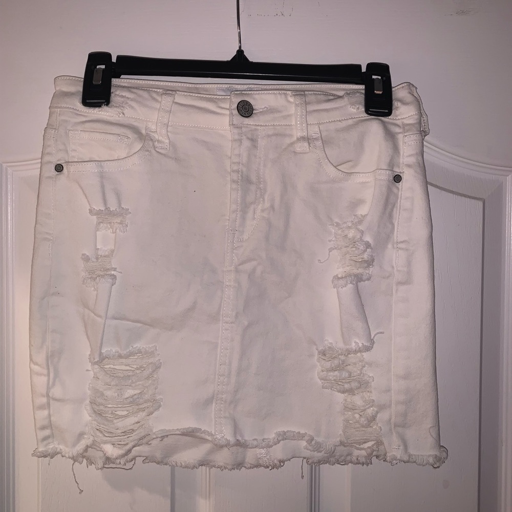 Celebrity Pink White Distressed Jean Skirt